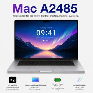 ขายส่ง MacBook Pro A2485 มือสอง ขนาด 16 นิ้ว ชิป M1 Max ปี 2021 แรม 16/32GB + SSD 512GB เกรด A เหมาะสำหรับงานออฟฟิศและเล่นเกม - Product Image 1
