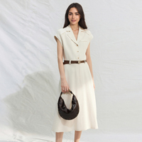 Hot sale high quality <strong>woman</strong> <strong>dress</strong> <strong>best</strong> <strong>selling</strong> <strong>dresses</strong> clothes garments office lady <strong>midi</strong> <strong>Dress</strong> with belt for Summer