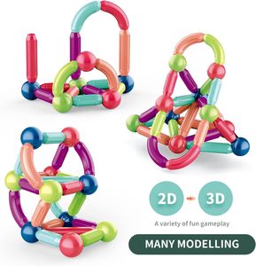 Juego de varillas magnéticas extrafuertes para construcción 3D, juego de bolas y varillas magnéticas, juguetes de apilamiento Montessori STEM para niños y niñas - Product Image 3