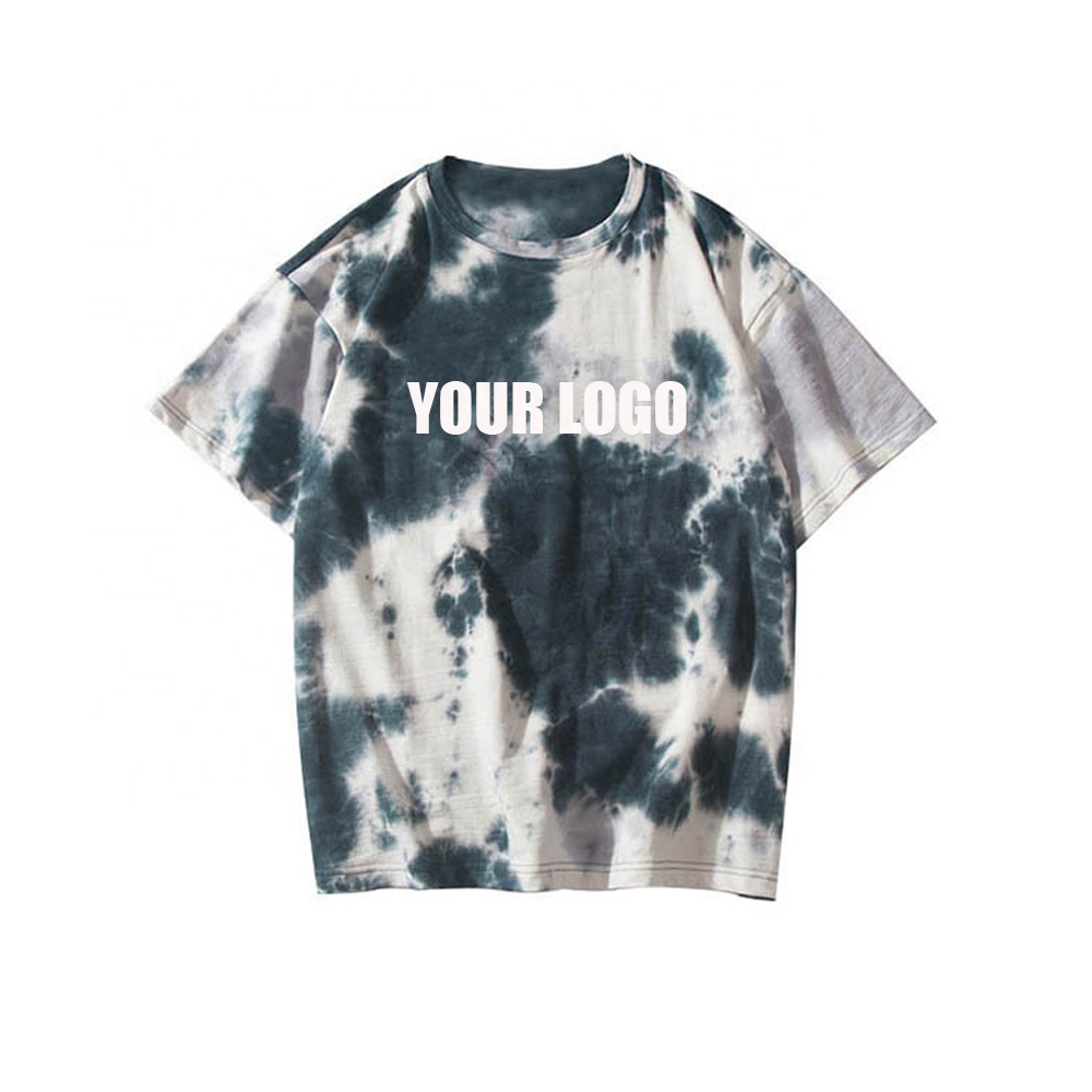 loose all-match customized t shirt logo plain blank printing unisex tie dye tshirts fashion cotton men's clothes