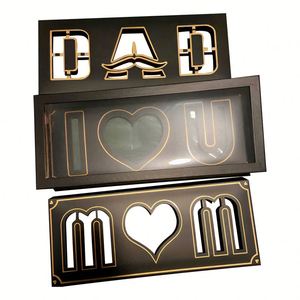 New MM DAD I love U 3in1Gift Paper Box Rectangular Folded PVC Transparent <b>Window</b> Rose Flower Box for Mother's Day Father's Day - Product Image 2