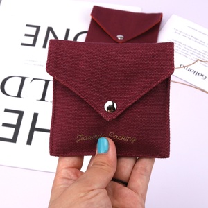 Custom Logo Printed Canvas <b>Envelope</b> Jewelry <b>Gift</b> Pouch Dust Flap Cotton Bracelet Packing Jewelry Bag - Product Image 6