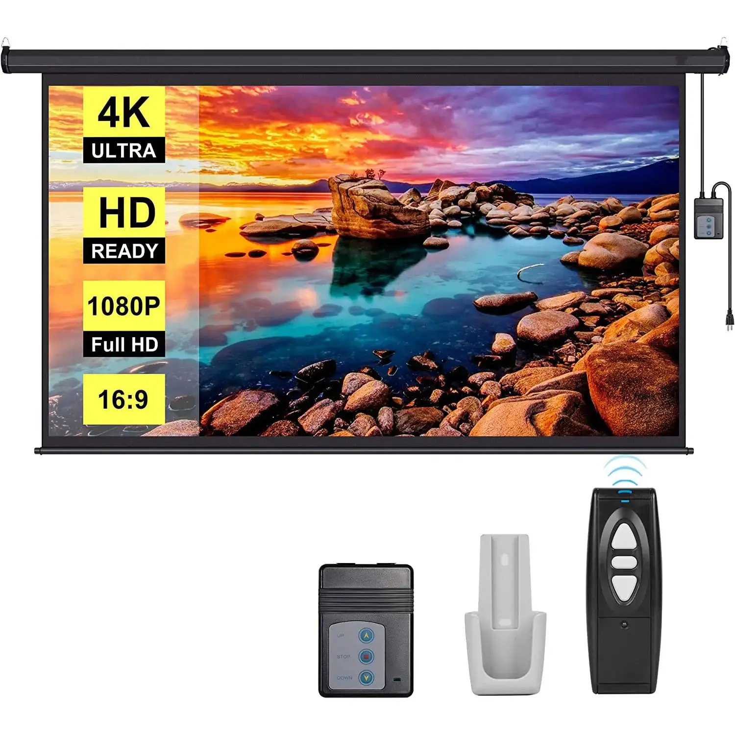 100-150 Inch 4:3 Movie Electronic Projector Screen With Remote Control Motorized Projection Screen for Home Theater