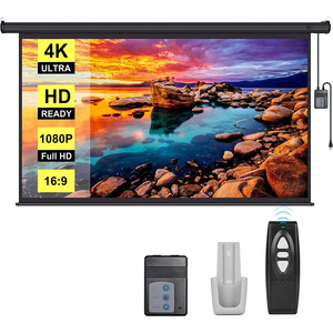 Bán buôn 120 inch 16:9 Movie điện tử màn hình máy chiếu với điều khiển từ xa cơ giới màn hình chiếu cho rạp hát tại nhà - Product Image 1