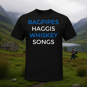 Camiseta escocesa con diseño de gaitas, Haggis, whisky y canciones escocesas - Product Image 3