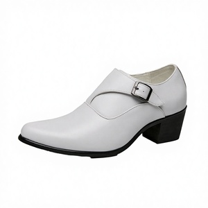 New Fashion High Quality Wholesale Lace-up Wedding Shoes Leather High <b>Heels</b> 37-44# for Both Women Men Height Increasing <b>Dancing</b> - Product Image 3