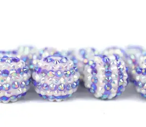 Hot Sale 50pcs/bag 20mm rhinestone beads for pen Halloween orange purple stripe disco ball Mix Colorful Chunky Beads for Jewelry