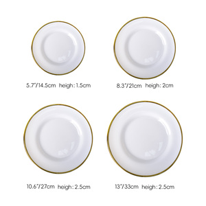 Ensemble de plats à dîner en verre élégant de haute qualité, rond, blanc/<span class=keywords><strong>vert</strong></span>/noir, bord doré, assiette de service en verre pour dîner, fête, mariage - Product Image 2