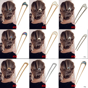 Barrettes à cheveux françaises de luxe personnalisées, grandes, couleur unie, or blanc, alliage métallique, forme en U, nobles, haut de gamme, élégantes - Product Image 4