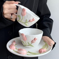 Meilleure vente tasse à café Fun 3D fleur tasse en céramique tulipe tasse tasse à café de luxe pour les cadeaux