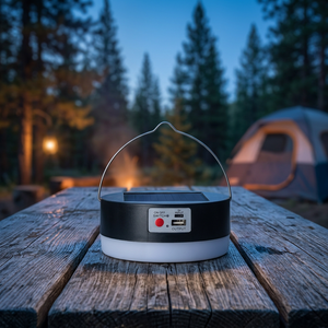 LED Solar Integrated <b>Rechargeable</b> Portable Camping <b>Lamp</b> ABS DC6V 100W USB/Solar Charging Lithium Battery 2400mAh 3 Dimmable - Product Image 1