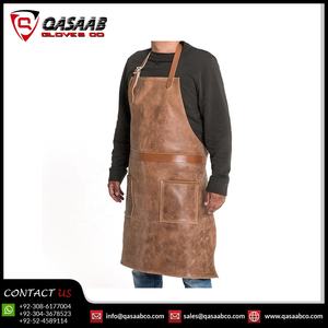 Tablier de cuisine confortable personnalisé pour hommes et femmes-Outil en toile de coton lavé avec sangle en cuir PU marron-Tablier de travail pour chefs pâtissiers - Product Image 2