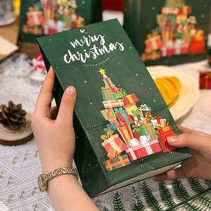 Best Seller Eco-Friendly <b>Christmas</b> Small Paper <b>Gift</b> <b>Bags</b> with Lamination Customized Logo Brown White Kraft Paper <b>Bags</b> - Product Image 5