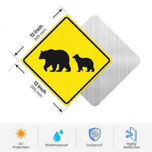 Panneau d'avertissement réfléchissant en aluminium pour passage de fauves, <span class=keywords><strong>12x12</strong></span> pouces, conforme à la norme MUTCD, pour routes de montagne - Product Image 5