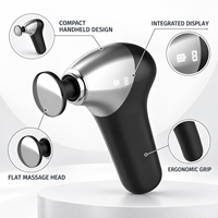 Pistolet de massage chauffant noir avec 6 vitesses, 4 têtes, 3 niveaux de chaleur et indicateur LED pour massage par percussion du corps entier