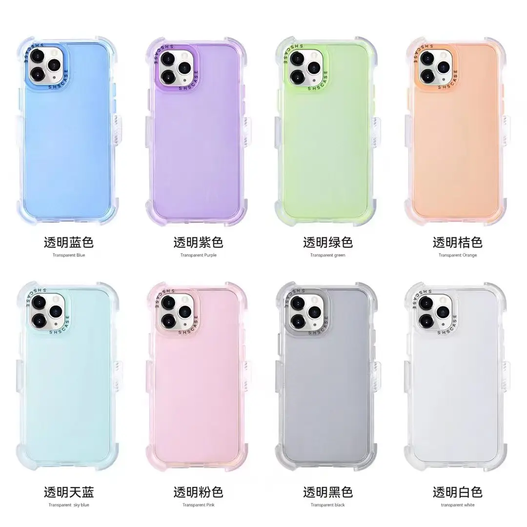 Mengxuan Three-In-One Pure Color Frosted White Slip Cover Cell Phone Case for iPhone Samsung Oppo