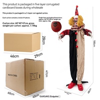 Nouvelle Décoration d'Halloween Transfrontalière de 18m en Plastique, Clown Secoueur Lumineux Électrique à Détection de Mouvement et Contrôle Sonore pour Maison Hantée