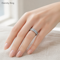 Ensemble de bagues tendance pour couple en acier inoxydable plaqué or 18 carats, serti pavé double rangée de zircone cubique créée en laboratoire