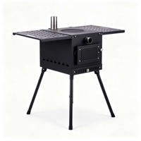 Poêle à bois robuste pour tente de camping, étagères latérales pliables, pieds trépieds réglables pour jardin et camping