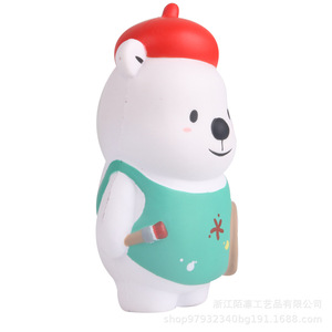 <b>Cute</b> Animal <b>Bear</b> With Apron Pu Slow Rebound Stress Relief Toy For Kids 2 4 Years Unisex Fidget Toy - Product Image 4
