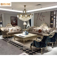 Ensemble de canapé et fauteuils en cuir véritable et bois massif de style classique européen pour chambre présidentielle d'hôtel 5 étoiles, personnalisable pour villa et appartement