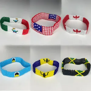 Liberty Gifts North American And Caribbean Countries Flag Beaded Bracelet Jamaica USA Canada Mexico Barbados SaintLucia