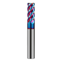 Fraise à queue en carbure de tungstène massif, 45° hélice, 4 cannelures, revêtement TiCN, HRC65, à bout arrondi, pour CNC, OEM
