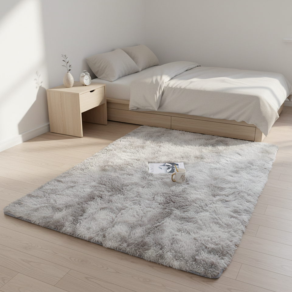 Custom Large Fluffy White Faux Fur Rug High Machine-Made Polyester ...