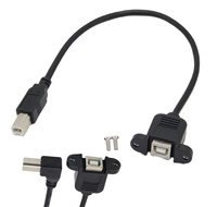 Câble USB Type B mâle vers USB 2.0 B femelle à angle droit/gauche de 0,3 m, 0,5 m, 1 m, 1,5 m pour montage sur panneau, pour imprimante/scanner