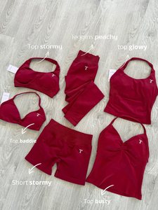 Set Yoga Senza Cuciture 3 Pezzi per Donna, Completo Sportivo con T-Shirt, Pantaloncini Modellanti e Top Corto, Abbigliamento <span class=keywords><strong>da</strong></span> <span class=keywords><strong>Palestra</strong></span> e Fitness - Product Image 6