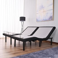 Lit électrique réglable avec télécommande filaire, moteur Okin allemand pliable, avec massage par vibration, cadre en métal, design moderne
