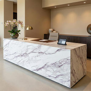 Comptoir en quartz artificiel imprimé en 3D, couleur Calacatta Viola Purple, sur mesure pour projet de bar de luxe ou de réception. - Product Image 3