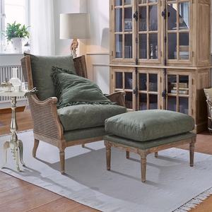 Salon de haute qualité chaises simples antiques villa canapé en bois rotin chaise d'appoint chaise de loisirs - Product Image 2