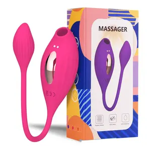 Vibrador duplo 2 em 1 para adulto, estimulação vaginal, vibrante e sucção de clitóris, brinquedo sexual