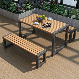 Table de terrasse extérieure personnalisable pour restaurant, table de jardin décontractée et bancs, table et chaises de restaurant en métal - Product Image 1