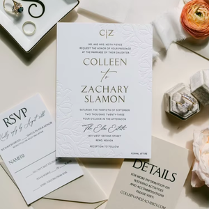 Juego de <span class=keywords><strong>Invitaciones</strong></span> Florales de Lujo con Grabado en Relieve, Papel Vellum, Envoltura de Papel Dorado y Sello de Cera Dorado para Bodas - Product Image 1