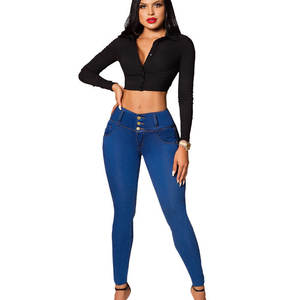 <span class=keywords><strong>Jeans</strong></span> <span class=keywords><strong>Colombianos</strong></span> de Tiro Alto para Mujer Levanta Cola Pantalones Tobilleros con Bolsillos <span class=keywords><strong>Jeans</strong></span> Ajustados con Control de Abdomen - Product Image 2