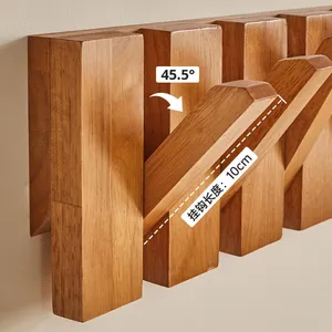 Appendiabiti <span class=keywords><strong>da</strong></span> <span class=keywords><strong>Parete</strong></span> Moderno in Legno Massello con <span class=keywords><strong>Design</strong></span> Creativo a Tasti di Pianoforte per Soggiorno e Ingresso - Product Image 4