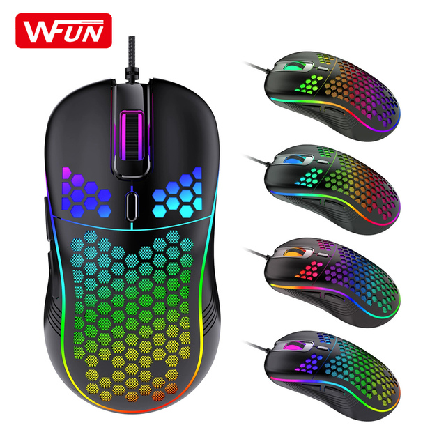 Wired Cable Gaming 7 Breathing LED Backlight Optical Mouse USB Ergonomic DPI 7200 Hollowed Out Mice for Laptop Desktop 4D PC