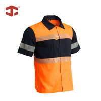 Chemise de sécurité haute visibilité JIADE pour hommes, chemise de travail réfléchissante à manches courtes, boucle porte-outils, fente latérale, travaux routiers, travaux en extérieur