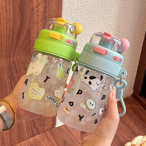 Bouteille d'eau Capybara Cartoon pour enfants, Tritan 500 ml avec paille, portable, pour l'école, boisson estivale - Product Image 2