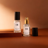 Flacon pulvérisateur de parfum en verre transparent de 12 ml à épaule ronde, étiquette personnalisée, rechargeable, avec pulvérisateur doré, flacon échantillon portable