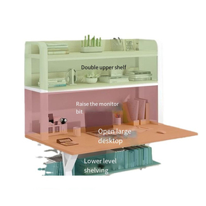 Hiện đại màu trắng đen gỗ Máy tính để bàn Bàn máy tính 2 tầng nhà phòng ngủ nghiên cứu Bàn bán buôn với giá sách - Product Image 5