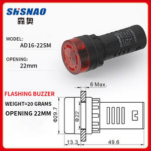 SHSNAO 闪光蜂鸣器 AD16-22SM 交流/直流 220V 多电压 IP55 等级 塑料 LED 声光报警器 带螺丝端子 - Product Image 2