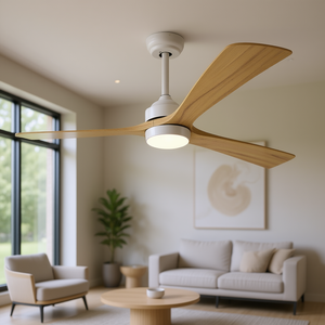 Ventilateur de plafond LED blanc 52 pouces, 3 pales, moteur DC, télécommande, pour salon intérieur, design moderne - Product Image 2