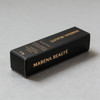 Boîte pliante gaufrée en carton pour rouge à lèvres, impression CMJN, carton noir et argenté avec dorure à chaud, emballage recyclable