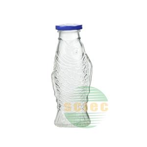 Botella de leche de cristal en forma de pez, con tapa de metal, 10 oz - Product Image 1