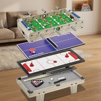 Table de jeux multifonction 4 en 1 avec baby-foot, billard, hockey sur air, tennis de table, avec accessoires pour enfants, adultes et familles