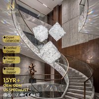 Lustre en cristal LED sur mesure, non standard, pour décoration intérieure, hall d'hôtel, villa, escalier, bar