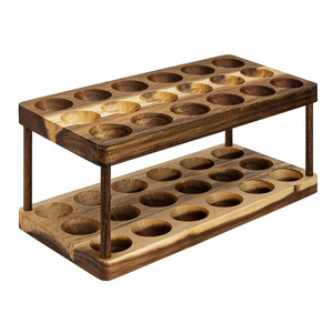 Wooden Egg Storage Rack 18 Egg Capacity Fresh Keeping <b>Kitchen</b> Organizer Dark Brown - Product Image 2